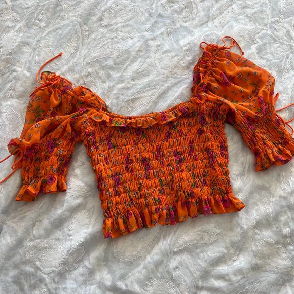 For Love and Lemons Peony Smocked Top - Picture 5 of 6